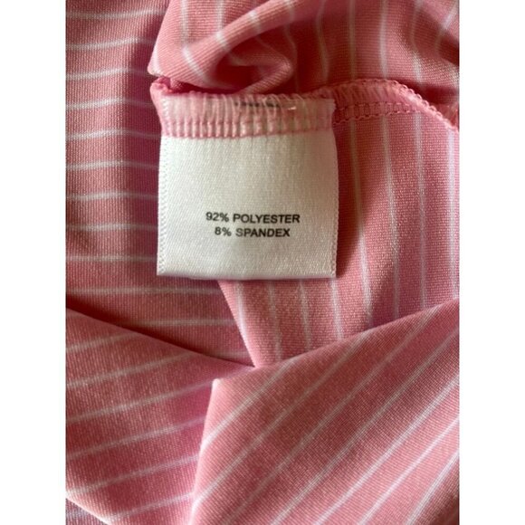 Peter Millar Men's Large Pink Striped Polo Shirt 92% Polyester 8% Spandex - Picture 4 of 5